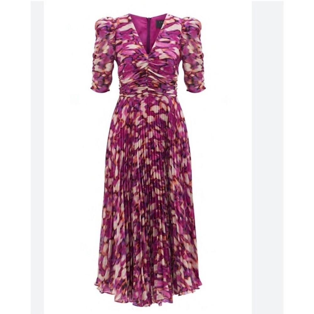 EXQUISE Antropologie Seersucker Shift Purple Patterned Dress Size S